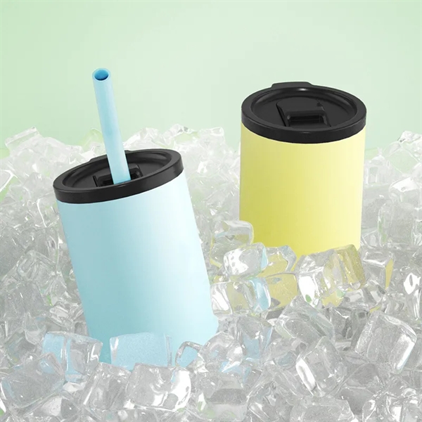 16 Oz. Stainless Steel Travel Mugs W/ Silicone Straw - 16 Oz. Stainless Steel Travel Mugs W/ Silicone Straw - Image 3 of 7