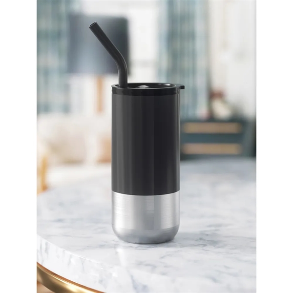 16 Oz. Stainless Steel Travel Mugs W/ Silicone Straw - 16 Oz. Stainless Steel Travel Mugs W/ Silicone Straw - Image 4 of 7