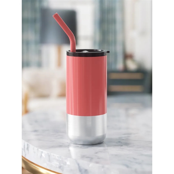 16 Oz. Stainless Steel Travel Mugs W/ Silicone Straw - 16 Oz. Stainless Steel Travel Mugs W/ Silicone Straw - Image 5 of 7