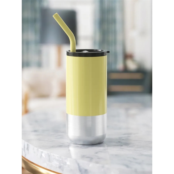 16 Oz. Stainless Steel Travel Mugs W/ Silicone Straw - 16 Oz. Stainless Steel Travel Mugs W/ Silicone Straw - Image 6 of 7