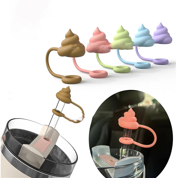 Covers Cap Poop Soft Silicone Straw Topper Reusable - Covers Cap Poop Soft Silicone Straw Topper Reusable - Image 2 of 2