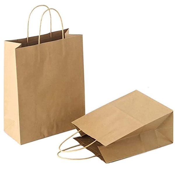 Customizable Kraft Paper Bags Handles Reusable Grocery - Customizable Kraft Paper Bags Handles Reusable Grocery - Image 0 of 2