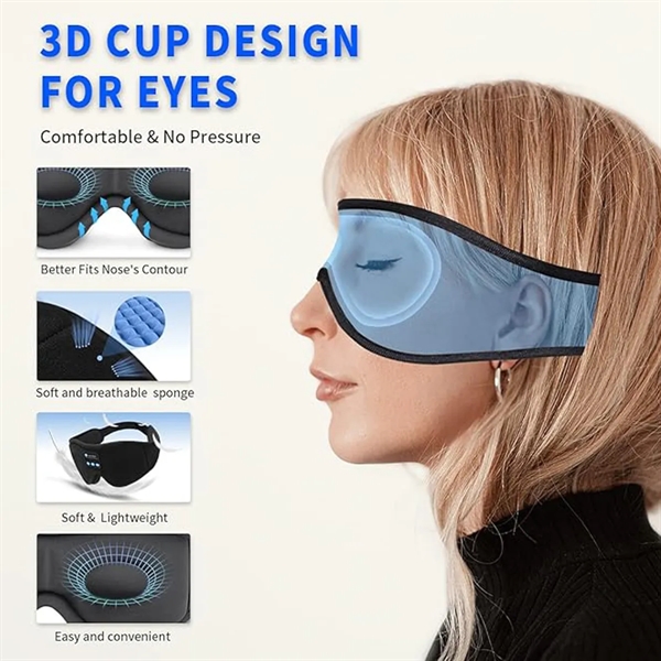 Bluetooth 5.0 Music Sleep Headphone 3D Eye Mask - Bluetooth 5.0 Music Sleep Headphone 3D Eye Mask - Image 2 of 2
