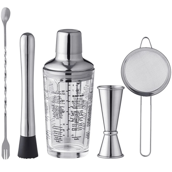 Cocktail Shaker Set 5-Piece Bar Tool - Cocktail Shaker Set 5-Piece Bar Tool - Image 0 of 2