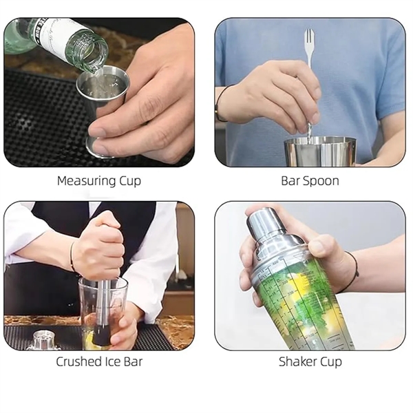 Cocktail Shaker Set 5-Piece Bar Tool - Cocktail Shaker Set 5-Piece Bar Tool - Image 2 of 2