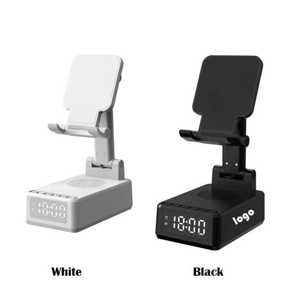 4 In 1 Wireless Charging Bluetooth Speaker Phone Stand Alarm - 4 In 1 Wireless Charging Bluetooth Speaker Phone Stand Alarm - Image 1 of 3