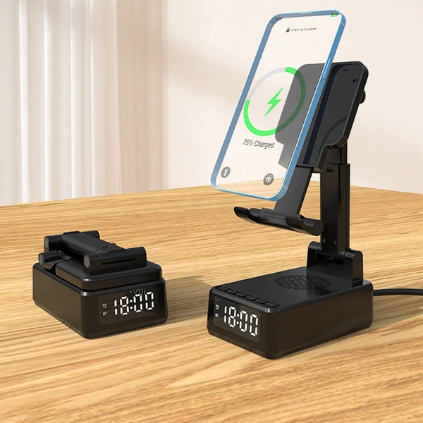 4 In 1 Wireless Charging Bluetooth Speaker Phone Stand Alarm - 4 In 1 Wireless Charging Bluetooth Speaker Phone Stand Alarm - Image 3 of 3