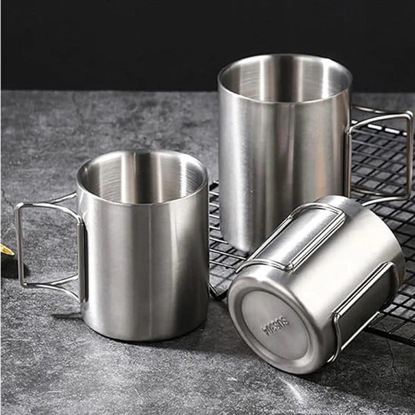 Stainless Steel Outdoors Camping Cup Foldable Handles - Stainless Steel Outdoors Camping Cup Foldable Handles - Image 1 of 2