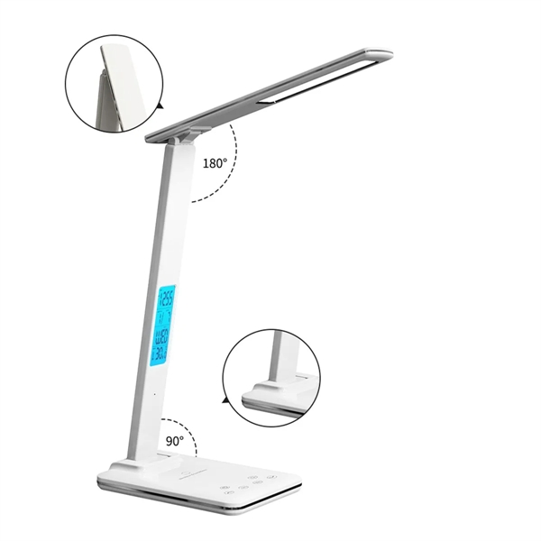 Foldable Smart Wireless Charging Table Lamp with Clock Alarm - Foldable Smart Wireless Charging Table Lamp with Clock Alarm - Image 3 of 4
