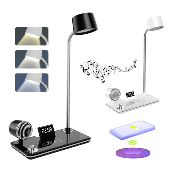 Smart Wireless Charging Desk Lamp with Bluetooth Speaker Clo - Smart Wireless Charging Desk Lamp with Bluetooth Speaker Clo - Image 0 of 6