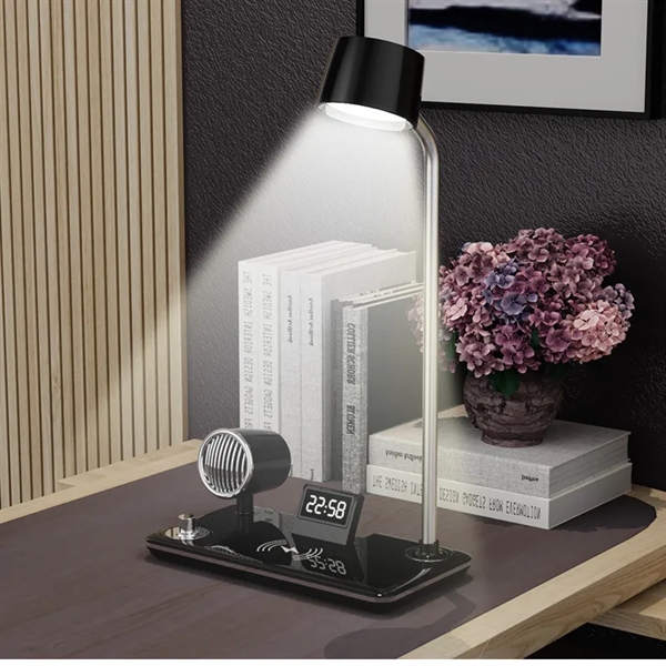 Smart Wireless Charging Desk Lamp with Bluetooth Speaker Clo - Smart Wireless Charging Desk Lamp with Bluetooth Speaker Clo - Image 1 of 6