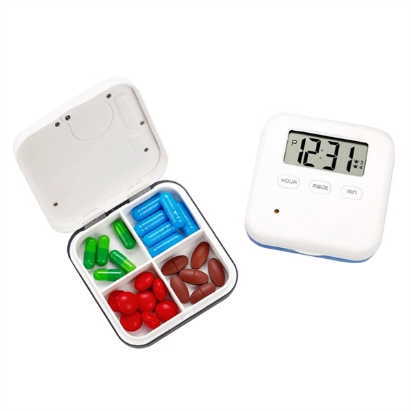 Square 4 Compartment Pill Box Timer - Square 4 Compartment Pill Box Timer - Image 1 of 2