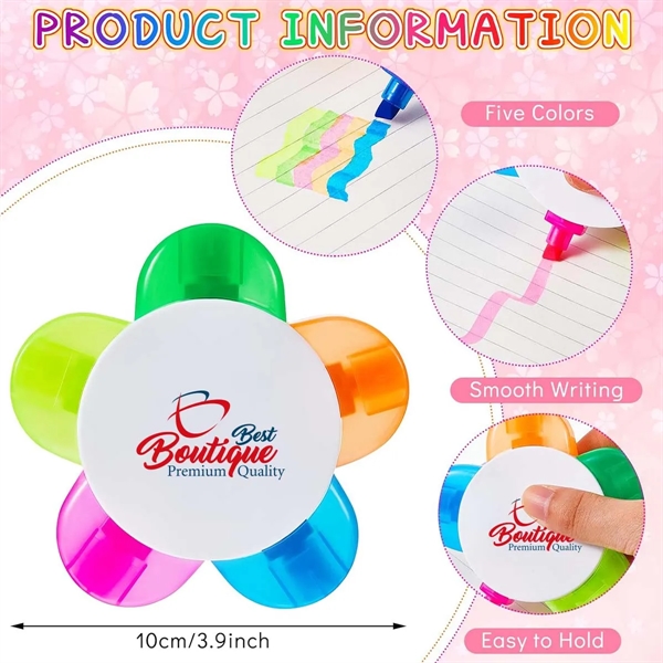 5-In-1  Flower Shape Watercolor Highlighters - 5-In-1  Flower Shape Watercolor Highlighters - Image 1 of 4
