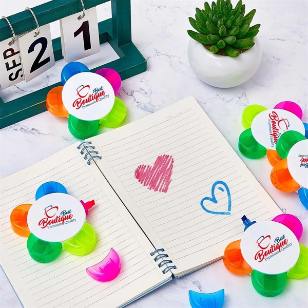 5-In-1  Flower Shape Watercolor Highlighters - 5-In-1  Flower Shape Watercolor Highlighters - Image 2 of 4
