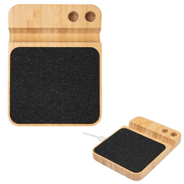 10W Bamboo Wireless Charger With Pen Holder - 10W Bamboo Wireless Charger With Pen Holder - Image 1 of 3