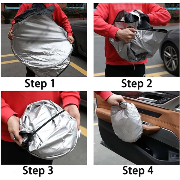 Custom Durable Foldable Reflective Car Windshield Sunshade - Custom Durable Foldable Reflective Car Windshield Sunshade - Image 4 of 5
