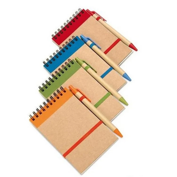 Recycled Spiral Jotter Notebook with Pen - Recycled Spiral Jotter Notebook with Pen - Image 1 of 5
