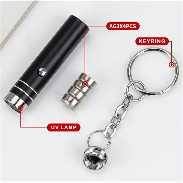 395nm Aluminum Alloy UV Currency Detector Lamp with Keyring - 395nm Aluminum Alloy UV Currency Detector Lamp with Keyring - Image 1 of 4