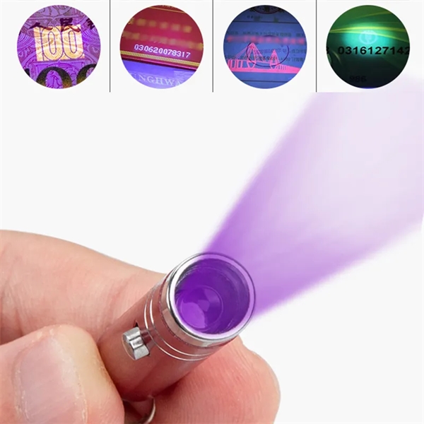 395nm Aluminum Alloy UV Currency Detector Lamp with Keyring - 395nm Aluminum Alloy UV Currency Detector Lamp with Keyring - Image 3 of 4