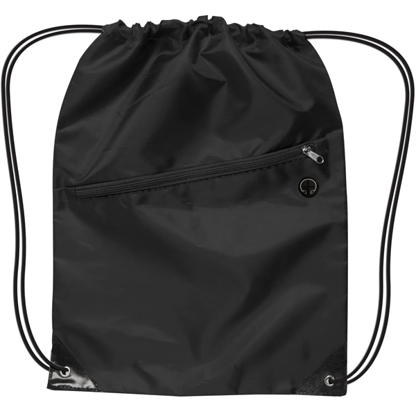 Drawstring Backpack With Zipper - Drawstring Backpack With Zipper - Image 1 of 7