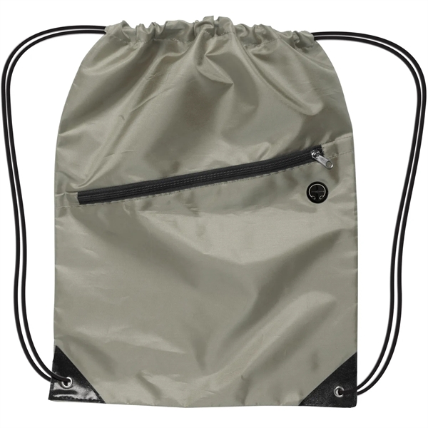 Drawstring Backpack With Zipper - Drawstring Backpack With Zipper - Image 2 of 7