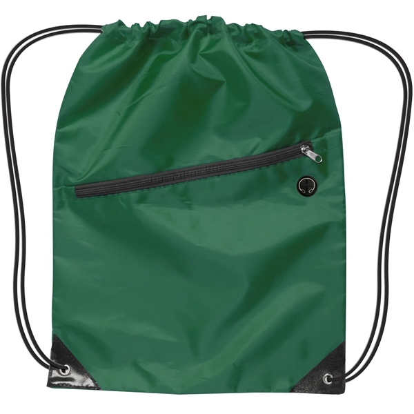 Drawstring Backpack With Zipper - Drawstring Backpack With Zipper - Image 3 of 7