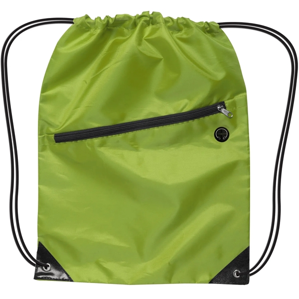 Drawstring Backpack With Zipper - Drawstring Backpack With Zipper - Image 4 of 7