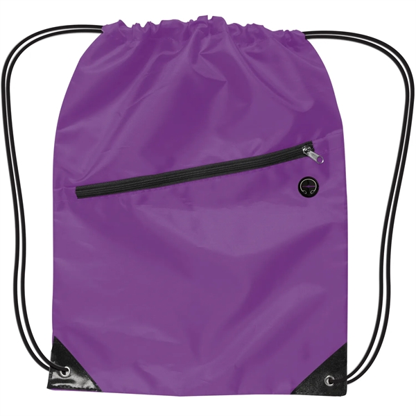 Drawstring Backpack With Zipper - Drawstring Backpack With Zipper - Image 5 of 7