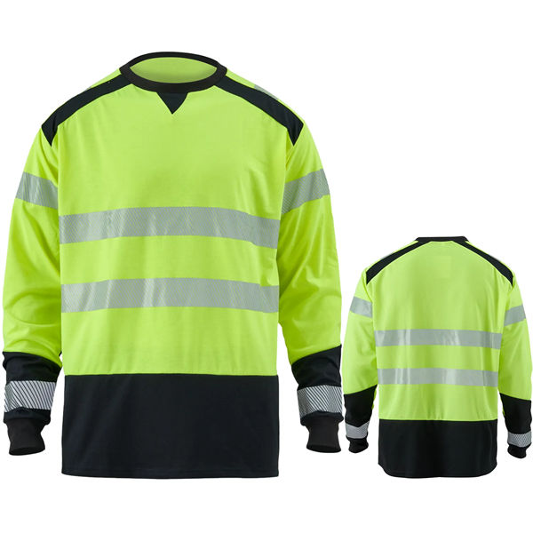 Hi Viz Class 3 Segmented Tape Safety Long Sleeve T-Shirt - Hi Viz Class 3 Segmented Tape Safety Long Sleeve T-Shirt - Image 0 of 4