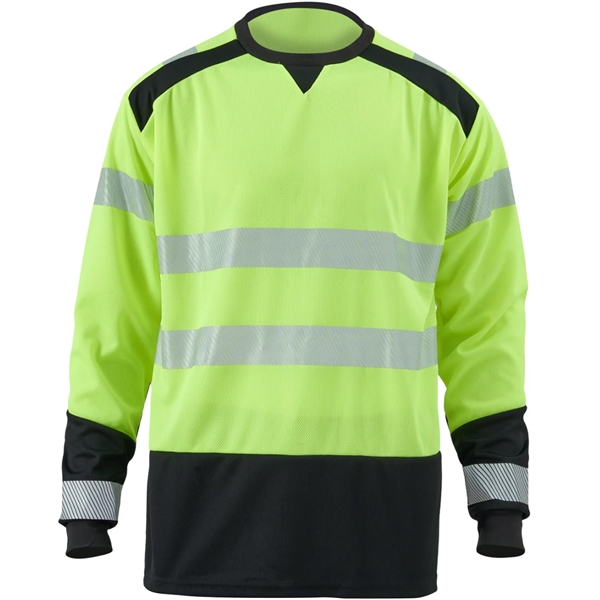 Hi Viz Class 3 Segmented Tape Safety Long Sleeve T-Shirt - Hi Viz Class 3 Segmented Tape Safety Long Sleeve T-Shirt - Image 1 of 4