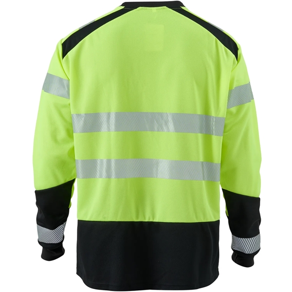 Hi Viz Class 3 Segmented Tape Safety Long Sleeve T-Shirt - Hi Viz Class 3 Segmented Tape Safety Long Sleeve T-Shirt - Image 3 of 4