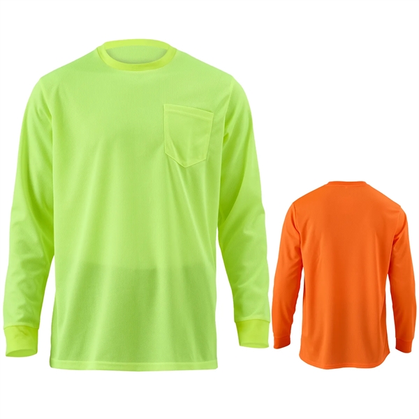 High Viz Non-ANSI Safety Long Sleeve Tee Shirt W/ Pocket - High Viz Non-ANSI Safety Long Sleeve Tee Shirt W/ Pocket - Image 0 of 8