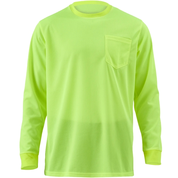 High Viz Non-ANSI Safety Long Sleeve Tee Shirt W/ Pocket - High Viz Non-ANSI Safety Long Sleeve Tee Shirt W/ Pocket - Image 1 of 8