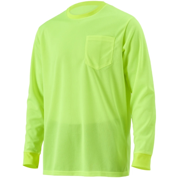 High Viz Non-ANSI Safety Long Sleeve Tee Shirt W/ Pocket - High Viz Non-ANSI Safety Long Sleeve Tee Shirt W/ Pocket - Image 2 of 8