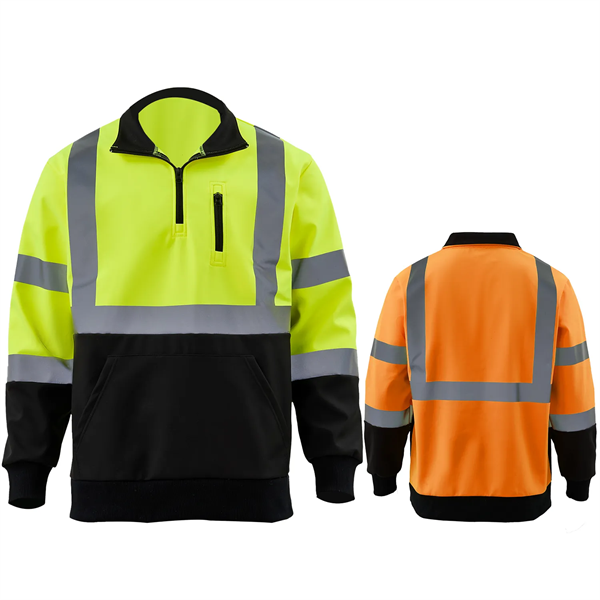 Hi Viz Class 3 Reflective Tape Safety Quarter Zip w/ Pocket - Hi Viz Class 3 Reflective Tape Safety Quarter Zip w/ Pocket - Image 0 of 8