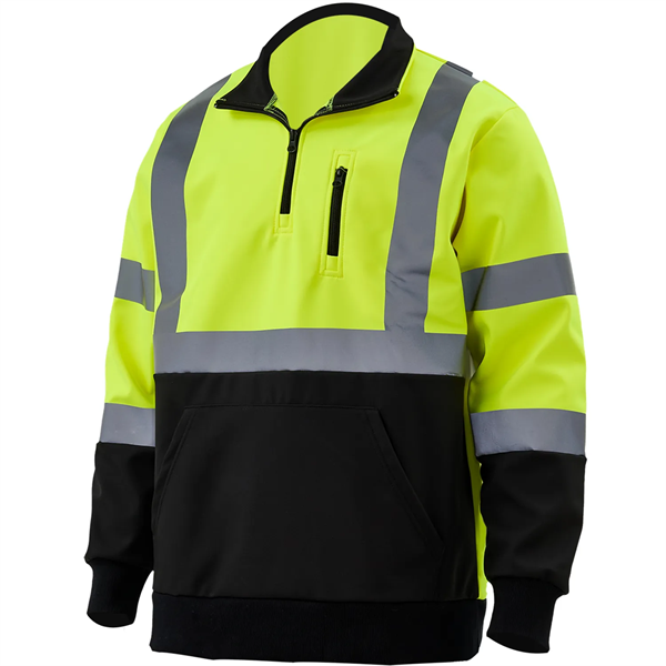 Hi Viz Class 3 Reflective Tape Safety Quarter Zip w/ Pocket - Hi Viz Class 3 Reflective Tape Safety Quarter Zip w/ Pocket - Image 2 of 8