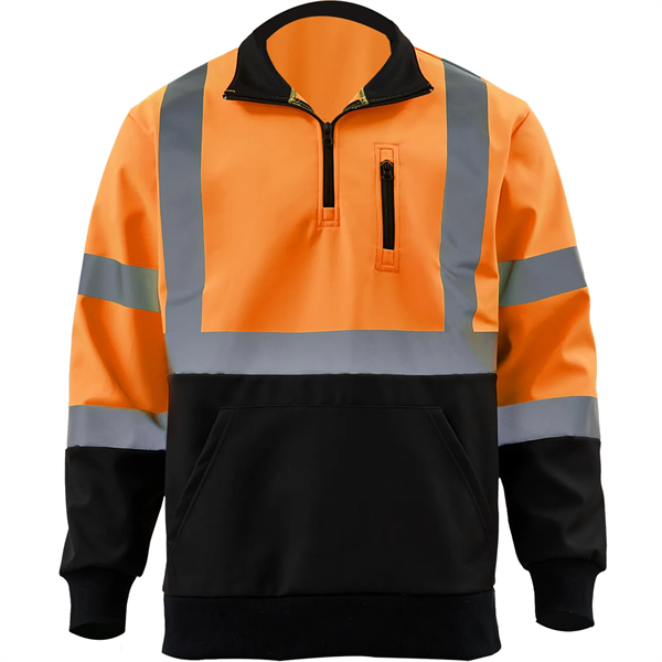 Hi Viz Class 3 Reflective Tape Safety Quarter Zip w/ Pocket - Hi Viz Class 3 Reflective Tape Safety Quarter Zip w/ Pocket - Image 5 of 8