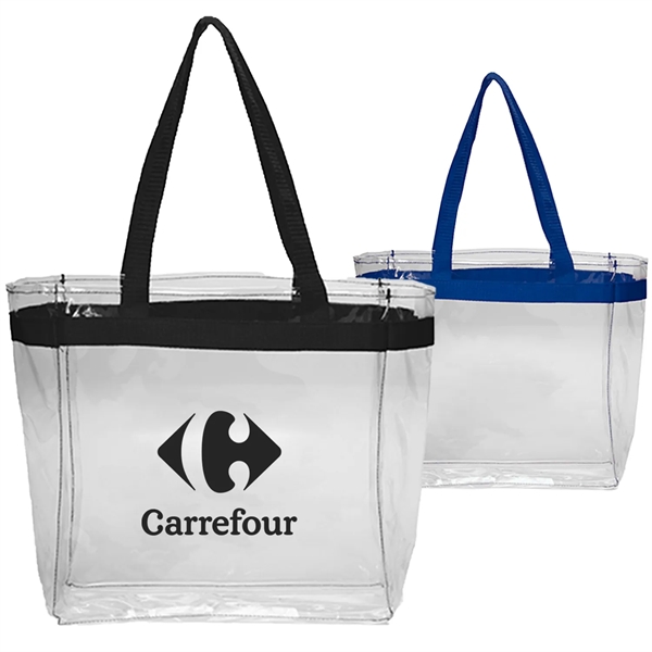 Clear Plastic Tote Bag w/ Colored Handles - Clear Plastic Tote Bag w/ Colored Handles - Image 4 of 5