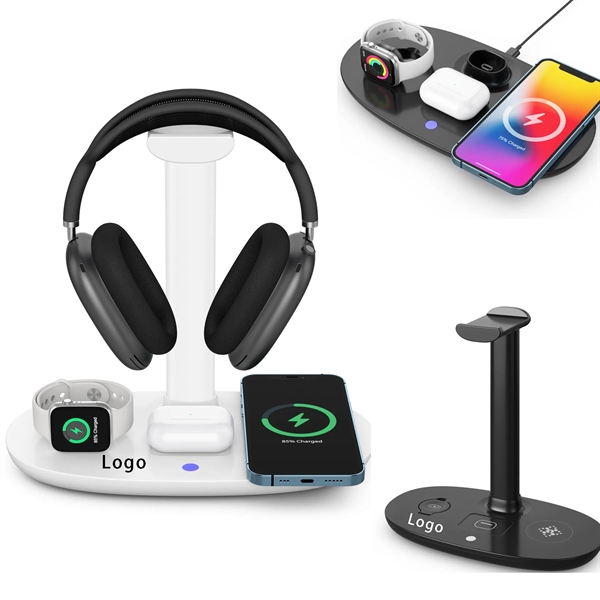 Headphone Stand with 4 in 1 Wireless Charger - Headphone Stand with 4 in 1 Wireless Charger - Image 0 of 2