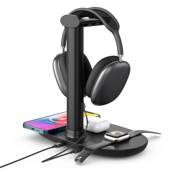 Headphone Stand with 4 in 1 Wireless Charger - Headphone Stand with 4 in 1 Wireless Charger - Image 1 of 2