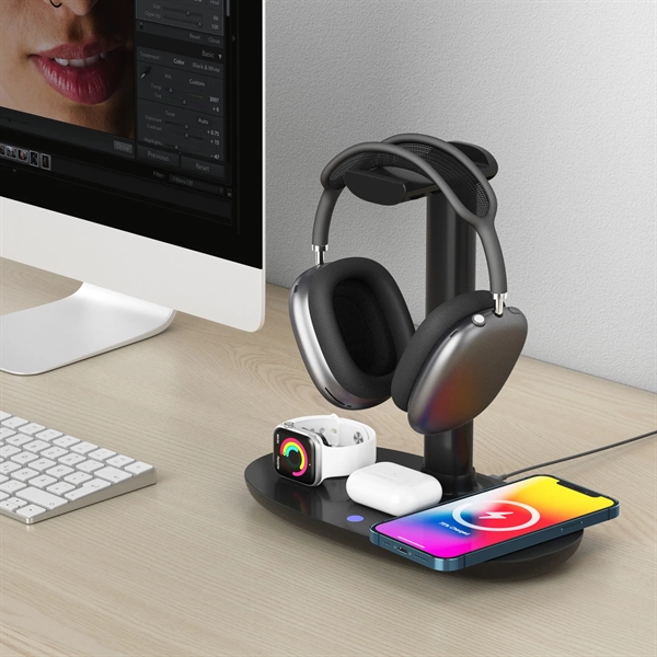 Headphone Stand with 4 in 1 Wireless Charger - Headphone Stand with 4 in 1 Wireless Charger - Image 2 of 2