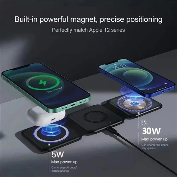 Magnetic Foldable 3 in 1 Wireless Charging Station - Magnetic Foldable 3 in 1 Wireless Charging Station - Image 1 of 5