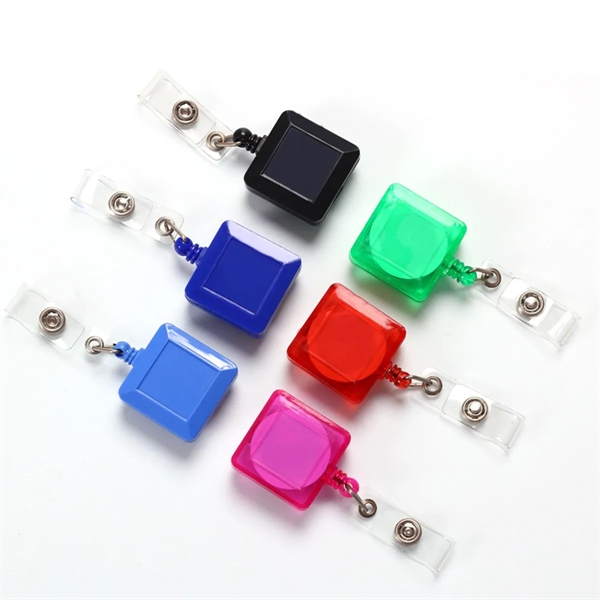 Retractable Square Badge Reel With Clip Holder - Retractable Square Badge Reel With Clip Holder - Image 2 of 2