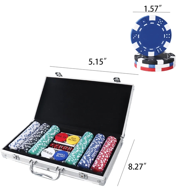 300 Piece Texas Chip Dice Poker Set With Cards - 300 Piece Texas Chip Dice Poker Set With Cards - Image 1 of 3