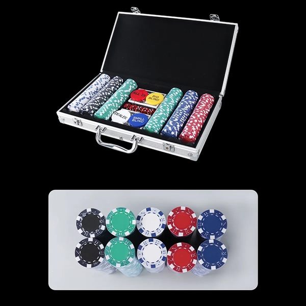 300 Piece Texas Chip Dice Poker Set With Cards - 300 Piece Texas Chip Dice Poker Set With Cards - Image 2 of 3