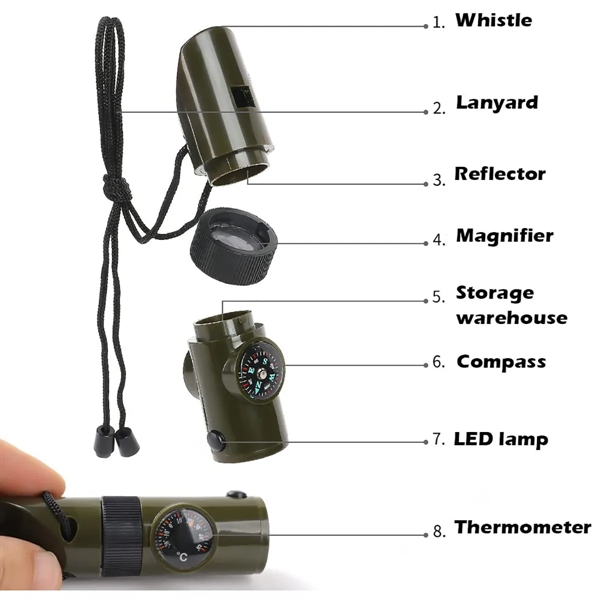 7 in 1 Outdoor Whistl - 7 in 1 Outdoor Whistl - Image 1 of 4