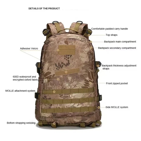 Outdoor Military Tactical Backpack - Outdoor Military Tactical Backpack - Image 3 of 4