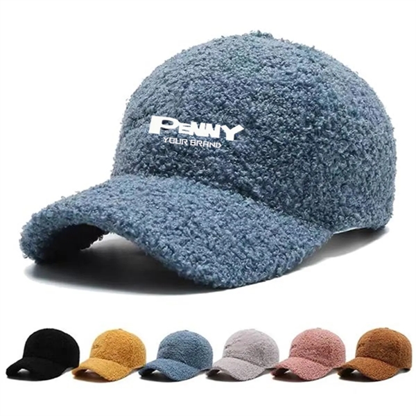 Adjustable Autumn Winter Lamb Hair Cap Warm Baseball Hat - Adjustable Autumn Winter Lamb Hair Cap Warm Baseball Hat - Image 0 of 7
