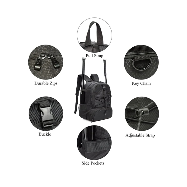 Backpack Can Hold Sports Gear Such As Helmet Basketball - Backpack Can Hold Sports Gear Such As Helmet Basketball - Image 2 of 4