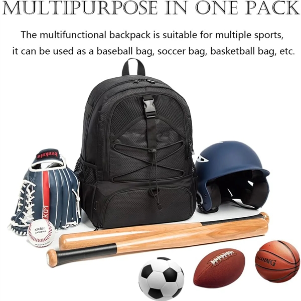 Backpack Can Hold Sports Gear Such As Helmet Basketball - Backpack Can Hold Sports Gear Such As Helmet Basketball - Image 4 of 4